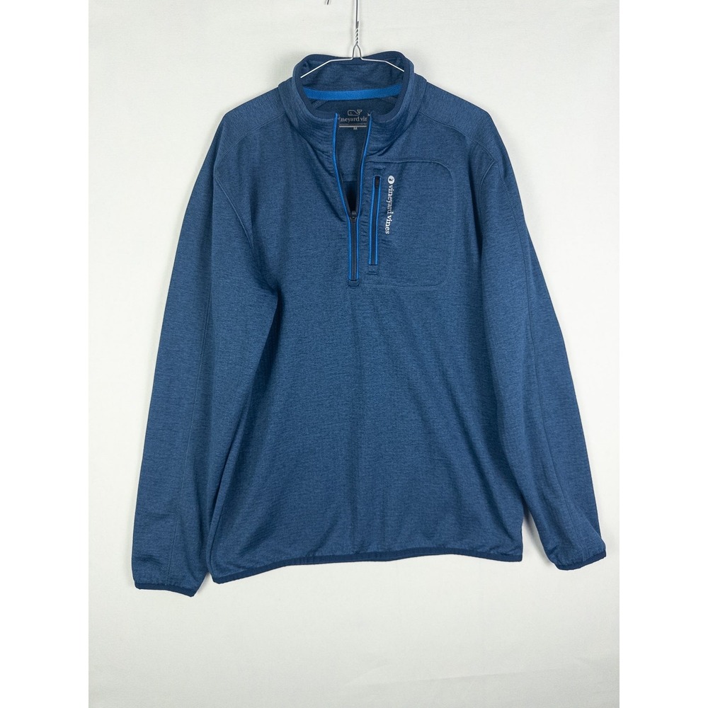 Vineyard Vines Half Zip Pullover Mens M Heather Blue Stretch Performance Preppy